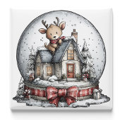 Reindeer Winter Snow Globe Christmas Magnet マグネット