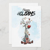 Reindeer with christmas lights シーズンカード (正面/裏面)