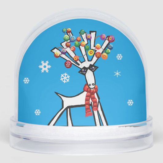 Reindeer with Christmas lights in the snow (正面)