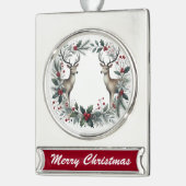 Reindeer Wreath – Elegant Christmas Ornament シルバープレートバナーオーナメント (左)