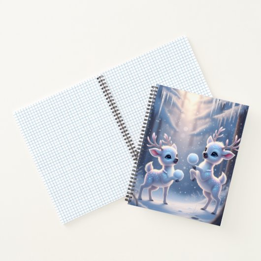 Reindeers Playing With Snowballs Notebook  ノートブック (内部)