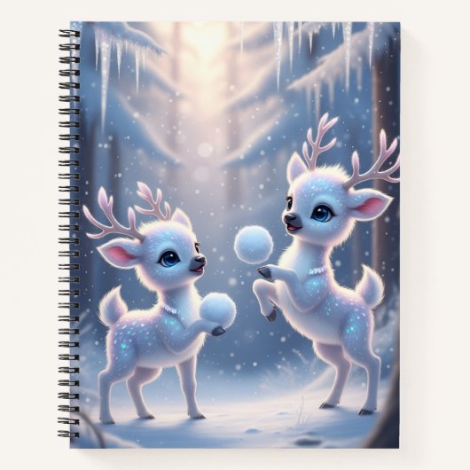 Reindeers Playing With Snowballs Notebook  ノートブック (正面)