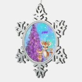 REINDEER'S SNOWFLAKE ORNAMENT PERSONALIZED スノーフレークピューターオーナメント (右)