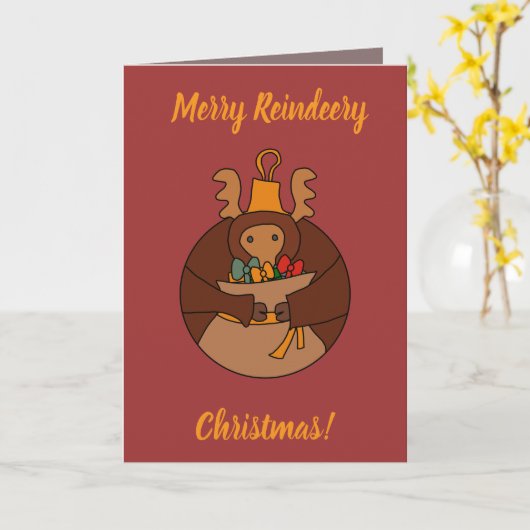 Reindeery Christmas カード (黄色い花)