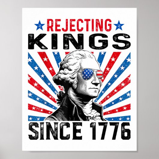 Rejecting Kings Since 1776 Distressed Usa Flag Vin ポスター (正面)