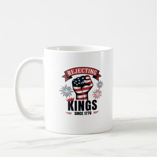 Rejecting Kings Since 1776 Patriotic Aesthetic コーヒーマグカップ (左)