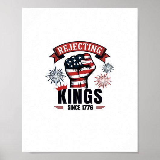 Rejecting Kings Since 1776 Patriotic Aesthetic ポスター (正面)