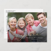 Rejoiceクリスマスフォトフェイク金ゴールドスクリプトホリデー ポストカード (正面/裏面)