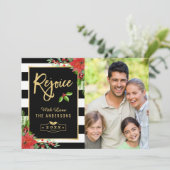 Rejoiceメリークリスマスポインセチアフローラ写真 シーズンカード (スタンド正面)