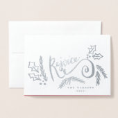 Rejoice写真数々のクリスマス 箔カード (封筒付き正面)