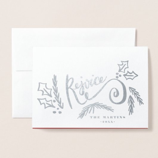 Rejoice写真数々のクリスマス 箔カード (封筒付き正面)