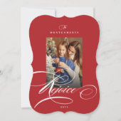 Rejoice書道宗教的なクリスマス赤い写真 シーズンカード (正面)