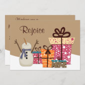 Rejoice – ギフト付き可愛い雪だるまクリスマス シーズンカード (正面/裏面)