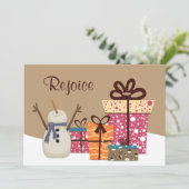 Rejoice – ギフト付き可愛い雪だるまクリスマス シーズンカード (スタンド正面)
