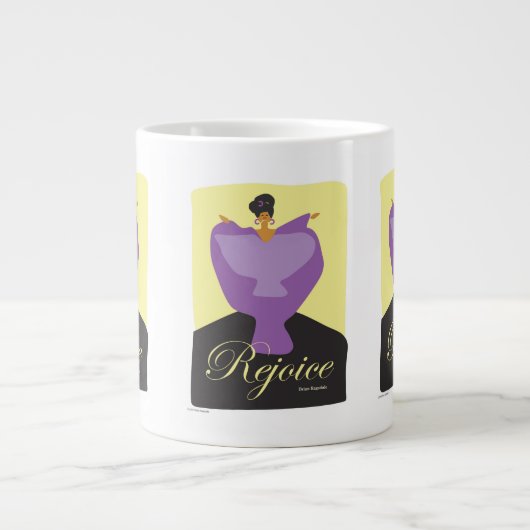Rejoice | 励ましの芸術マグカップ | 希望のメッセージ ジャンボコーヒーマグカップ (正面)