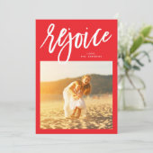 :Rejoice"宗教的なクリスマスの写真 シーズンカード (スタンド正面)