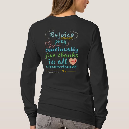 Rejoice Always Christian Scripture Wall Art  Tシャツ (裏面)