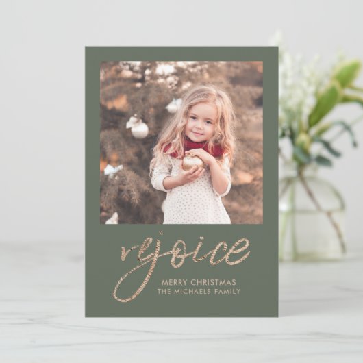 Rejoice and Be Glad宗教的なクリスマスフォト シーズンカード (スタンド正面)