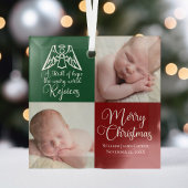 Rejoice Angel美しい赤い緑のクリスマスフォト ガラスオーナメント