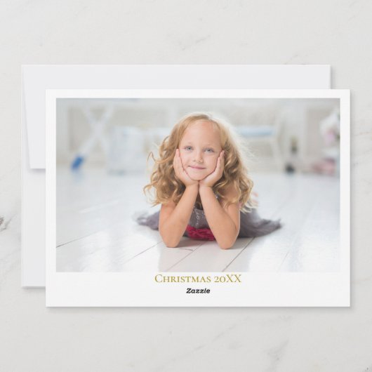 Rejoice Angel金ゴールドエレガントファミリーフォトクリスマス シーズンカード (裏面)