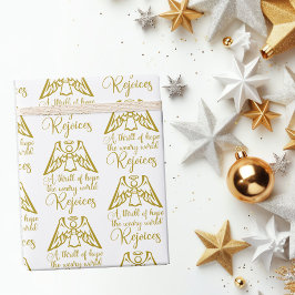 Rejoice Angel Elegant Gold Religious Christmas ラッピングペーパー