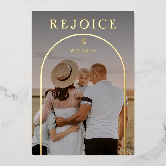 Rejoice Archカスタムフルフォトクリスマス 箔シーズンカード (正面)