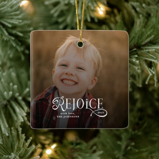 Rejoice Christian Religious Merry Christmas Photo  セラミックオーナメント (ツリー)