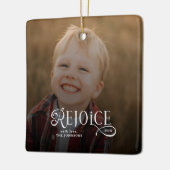 Rejoice Christian Religious Merry Christmas Photo  セラミックオーナメント (左)