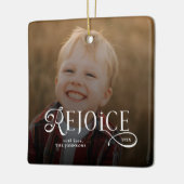 Rejoice Christian Religious Merry Christmas Photo セラミックオーナメント (左)