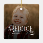 Rejoice Christian Religious Merry Christmas Photo セラミックオーナメント (裏面)