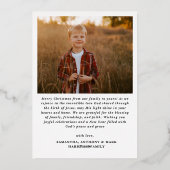 Rejoice Christian Religious Merry Christmas Photo 箔シーズンカード (裏面)