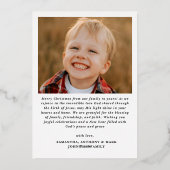 Rejoice Christian Religious Merry Christmas Photo 箔シーズンカード (裏面)