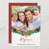 Rejoice - Christmas Garland Scriptフォトカード シーズンカード (正面/裏面)