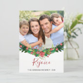 Rejoice - Christmas Garland Scriptフォトカード シーズンカード (スタンド正面)