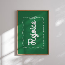 Rejoice Green Christmas Holiday Poster