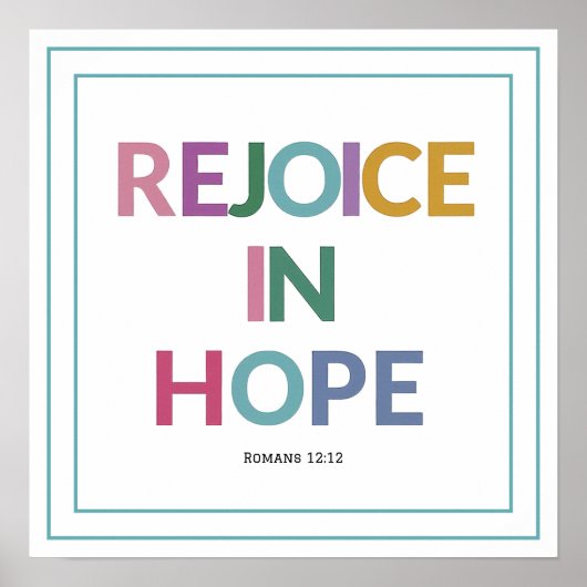 Rejoice In Hope Bible Verse Christian Minimalist ポスター (正面)
