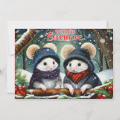 Rejoice KJVバイブルかわいいクリスマスネズミクリスチャン シーズンカード (正面)