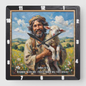 Rejoice: Shepherd Finds Lost Sheep スクエア壁時計 (正面)