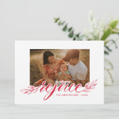 Rejoyceスクリプトフォントタイポグラフィホリデーフォトカード シーズンカード (スタンド正面)