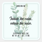 Rejuvenating Eucalyptus Sage Candle Sticker Label スクエアシール (正面)