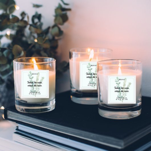 Rejuvenating Eucalyptus Sage Candle Sticker Label スクエアシール