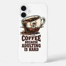 Relatable Adulting Humor Coffee Lover iPhone 16 Plusケース