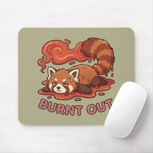 Relatable "Burnt Out" Red Panda – Cute Melted Aest マウスパッド (マウス)