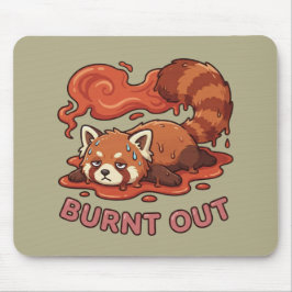 Relatable "Burnt Out" Red Panda – Cute Melted Aest マウスパッド