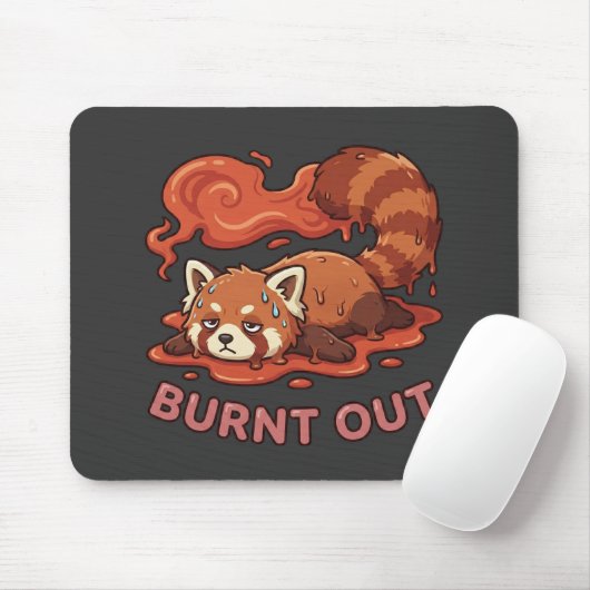 Relatable "Burnt Out" Red Panda – Cute Melted Aest マウスパッド (マウス)