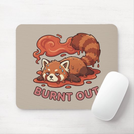 Relatable "Burnt Out" Red Panda – Cute Melted Aest マウスパッド (マウス)