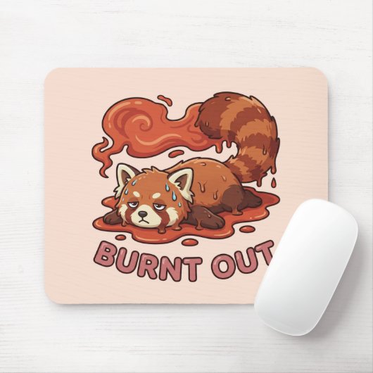 Relatable "Burnt Out" Red Panda – Cute Melted Aest マウスパッド (マウス)