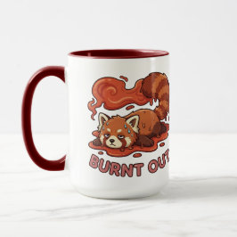 Relatable "Burnt Out" Red Panda – Cute Melted Aest マグカップ