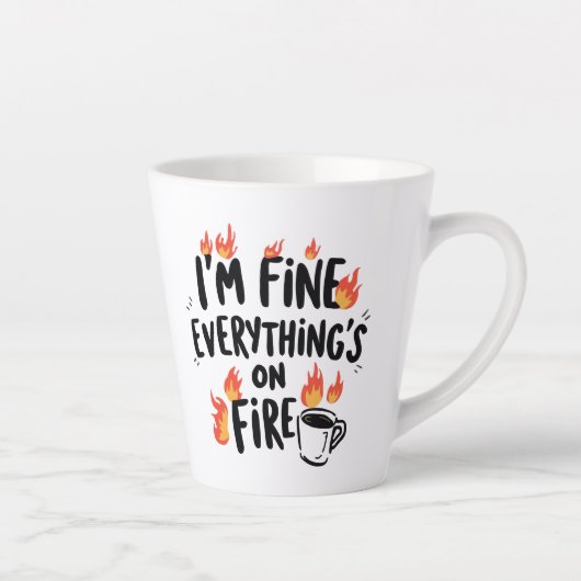Relatable Dark Humor with Flames カフェラテマグ (右)