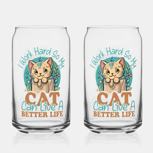 Relatable "Work Hard for My Cat" Humor ガラス缶 (裏面)